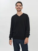 Men’s Cashmere V-Neck Sweater Black | GOBI UK