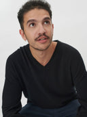 Men’s Cashmere V-Neck Sweater Black | GOBI UK