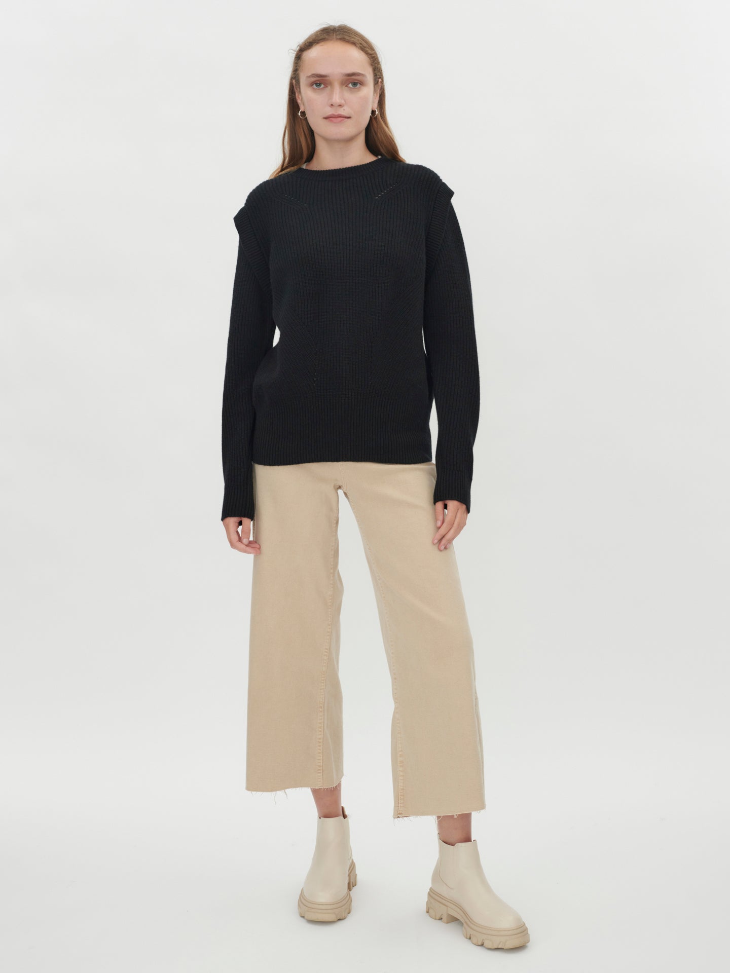 Women's Cashmere Layered Effect Sweater Black - Gobi Cashmere