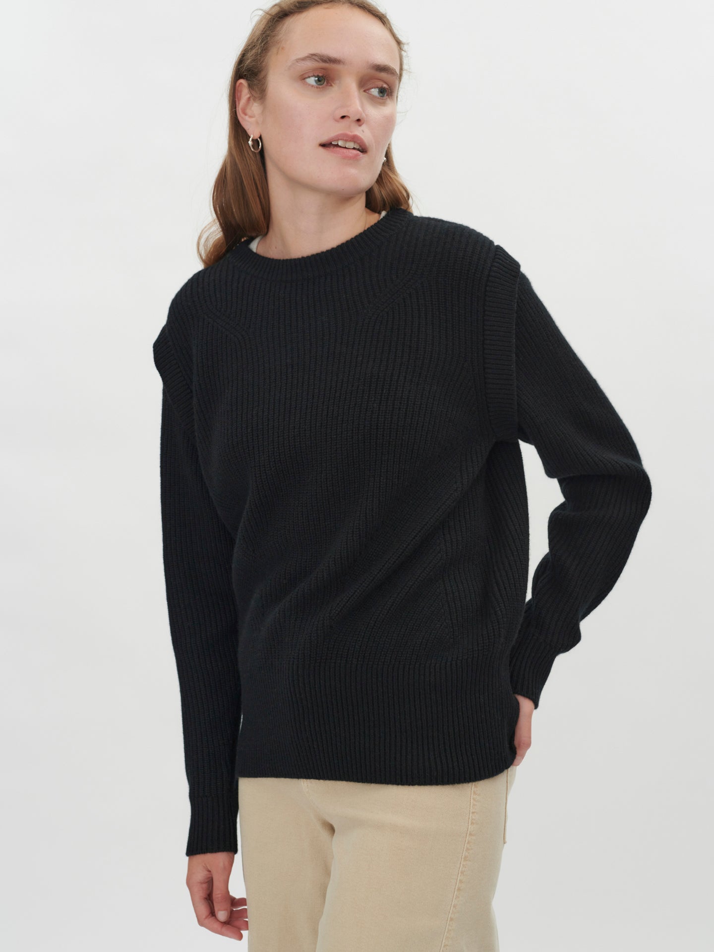 Women's Cashmere Layered Effect Sweater Black - Gobi Cashmere