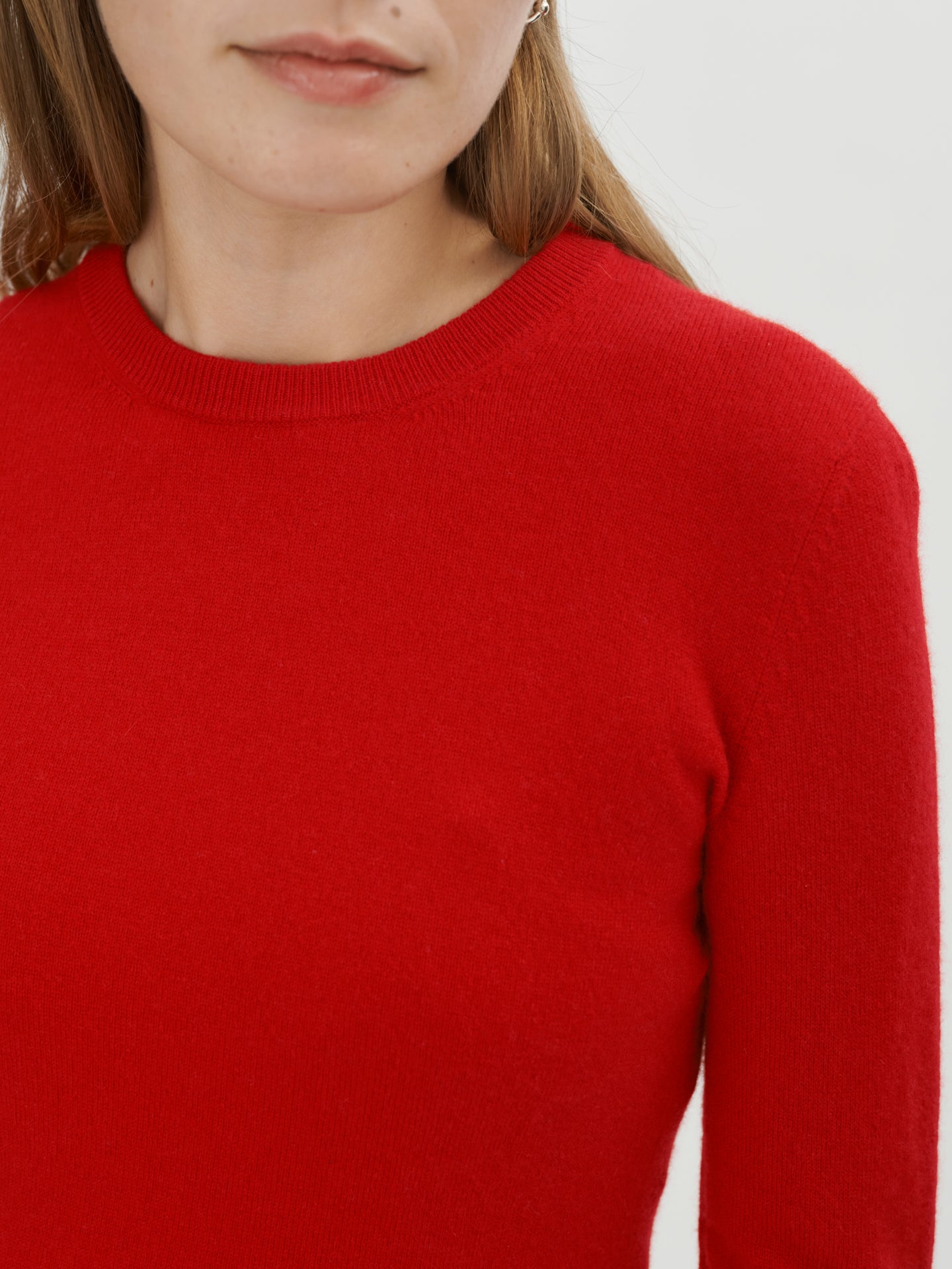 Women's Basic Cashmere Crew Neck Jumper Red - Gobi Cashmere