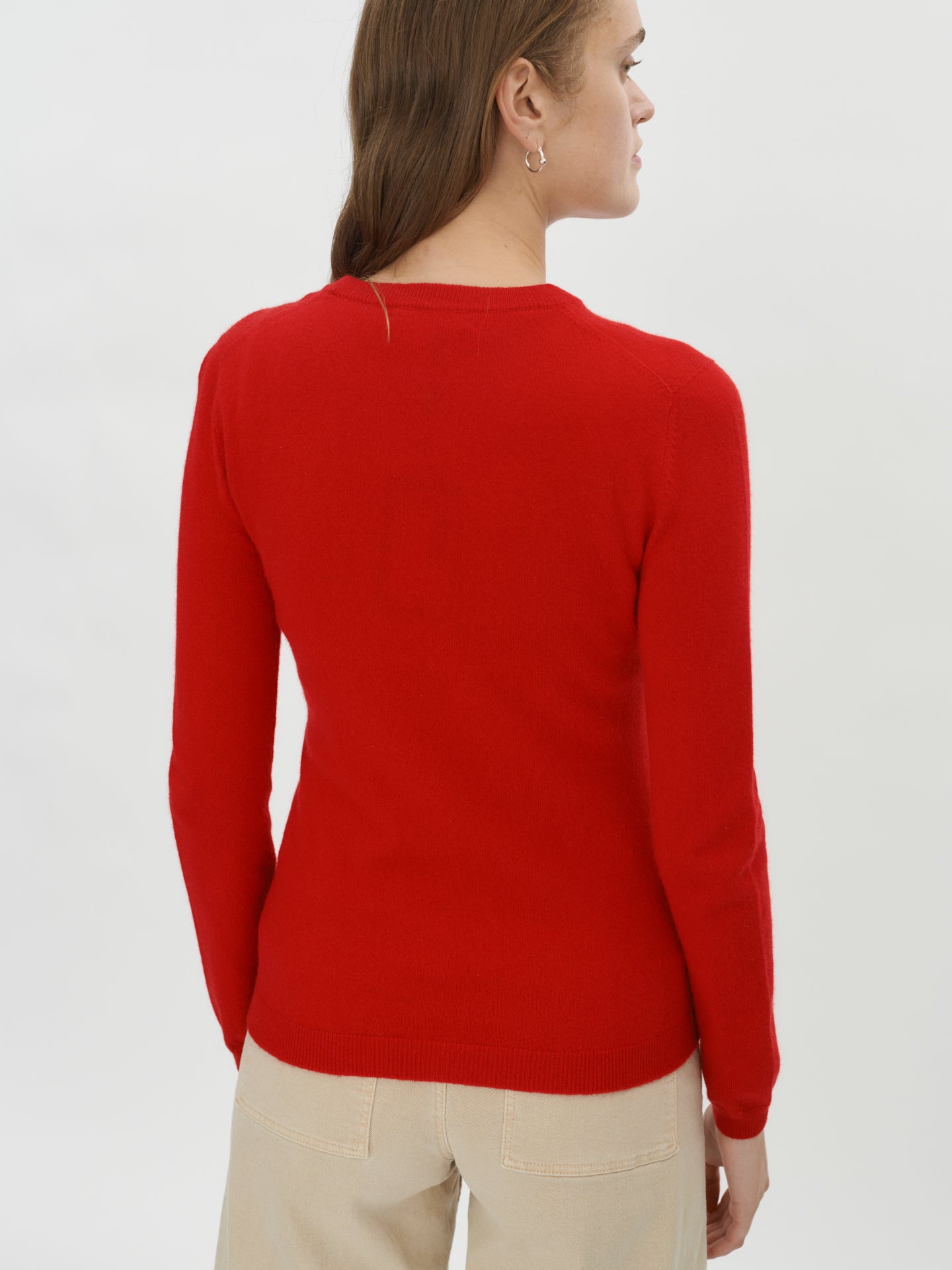 Women's Basic Cashmere Crew Neck Jumper Red - Gobi Cashmere