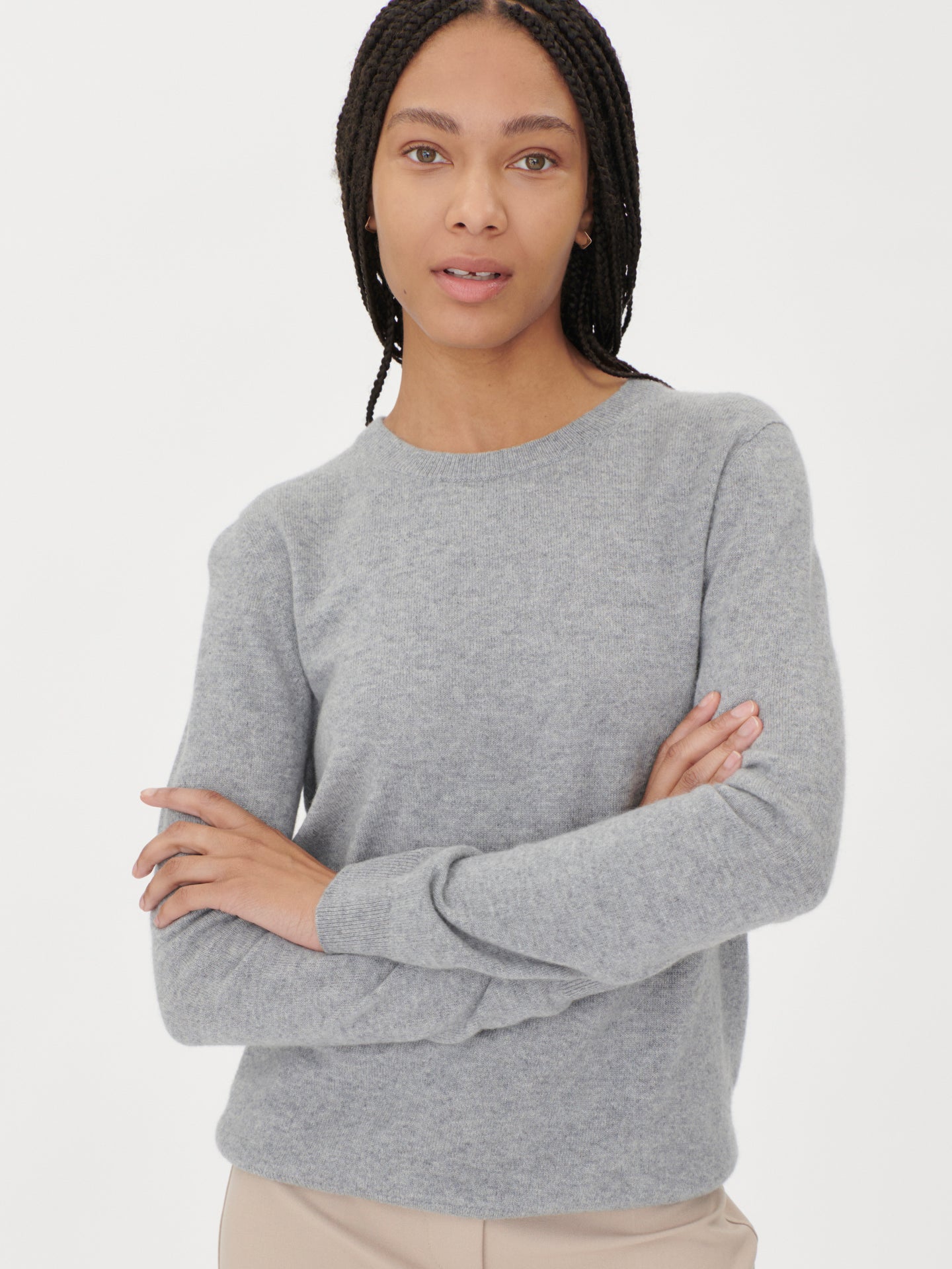 Women's Basic Cashmere Crew Neck Jumper vapor blue - Gobi Cashmere