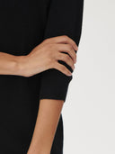 Women's Cashmere Boat Neck Dress Black - Gobi Cashmere #color_black