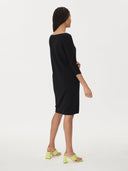Women's Cashmere Boat Neck Dress Black - Gobi Cashmere #color_black