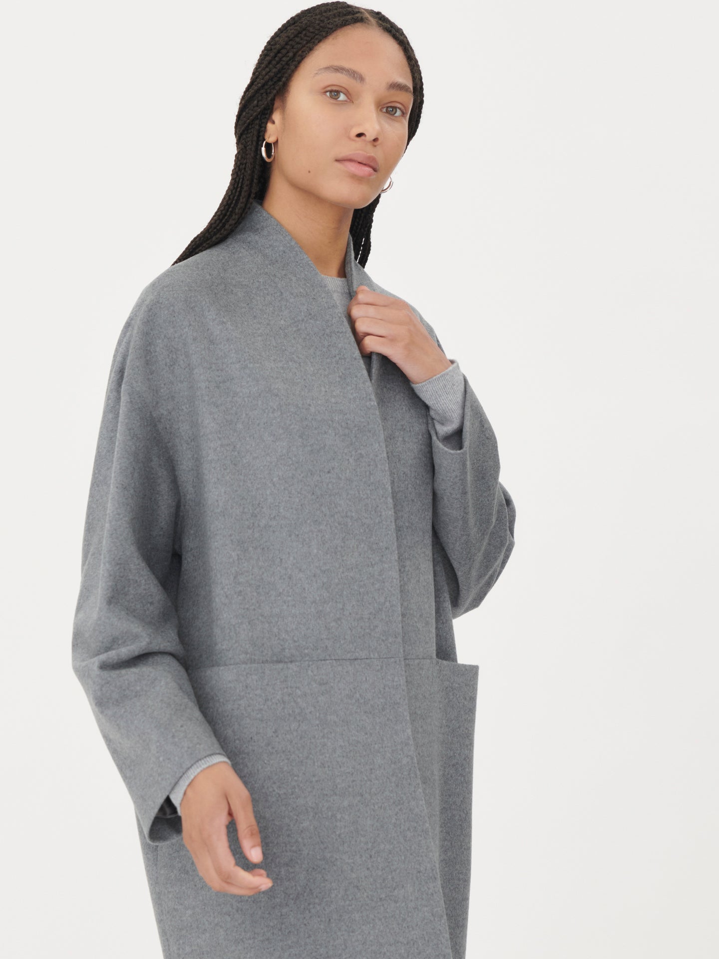 Women's Cashmere Stand Collar Coat Dim Gray - Gobi Cashmere