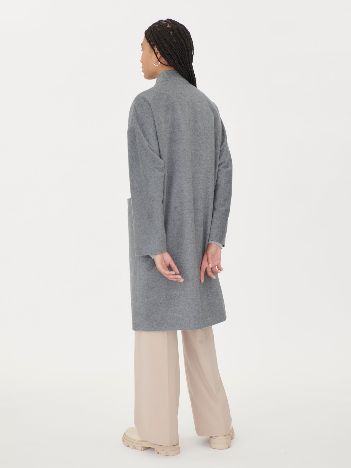 Women's Cashmere Stand Collar Coat Dim Gray - Gobi Cashmere