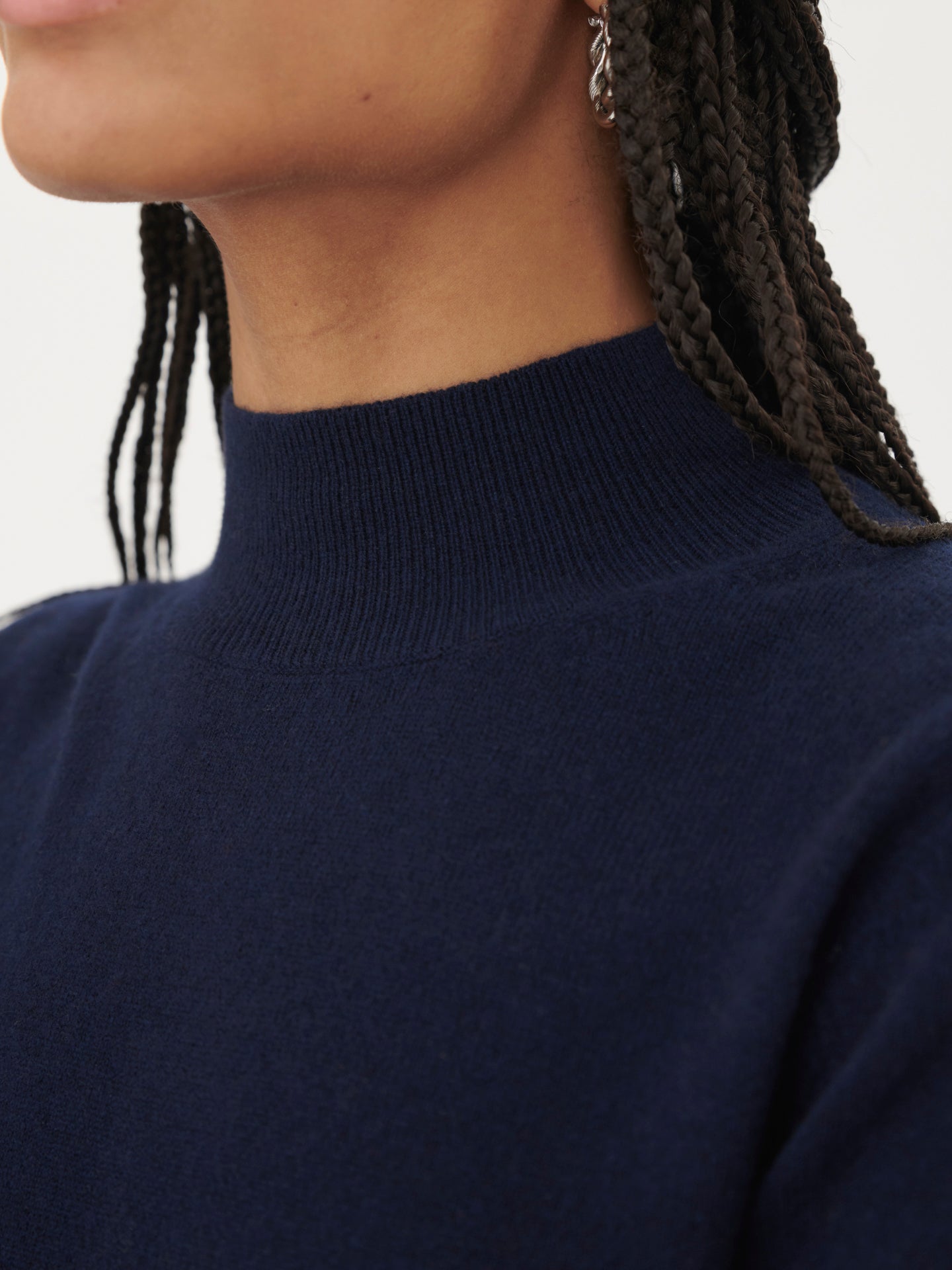 Women's Cashmere Stand-Up Collar Sweater Navy -  Gobi Cashmerea