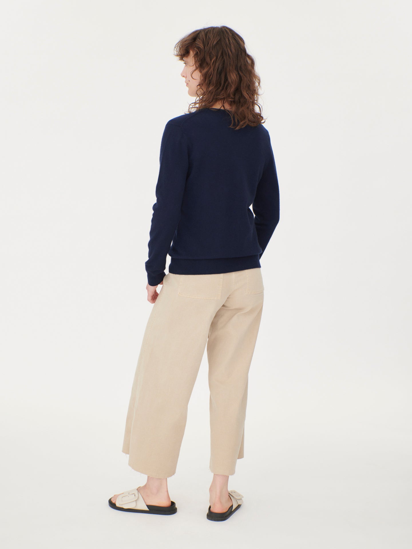 Women's Cashmere V-neck Cardigan Navy - Gobi Cashmere