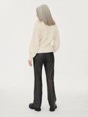 Women's Cashmere Zip Detailed Rib Polo Off White - Gobi Cashmere #color_off-white