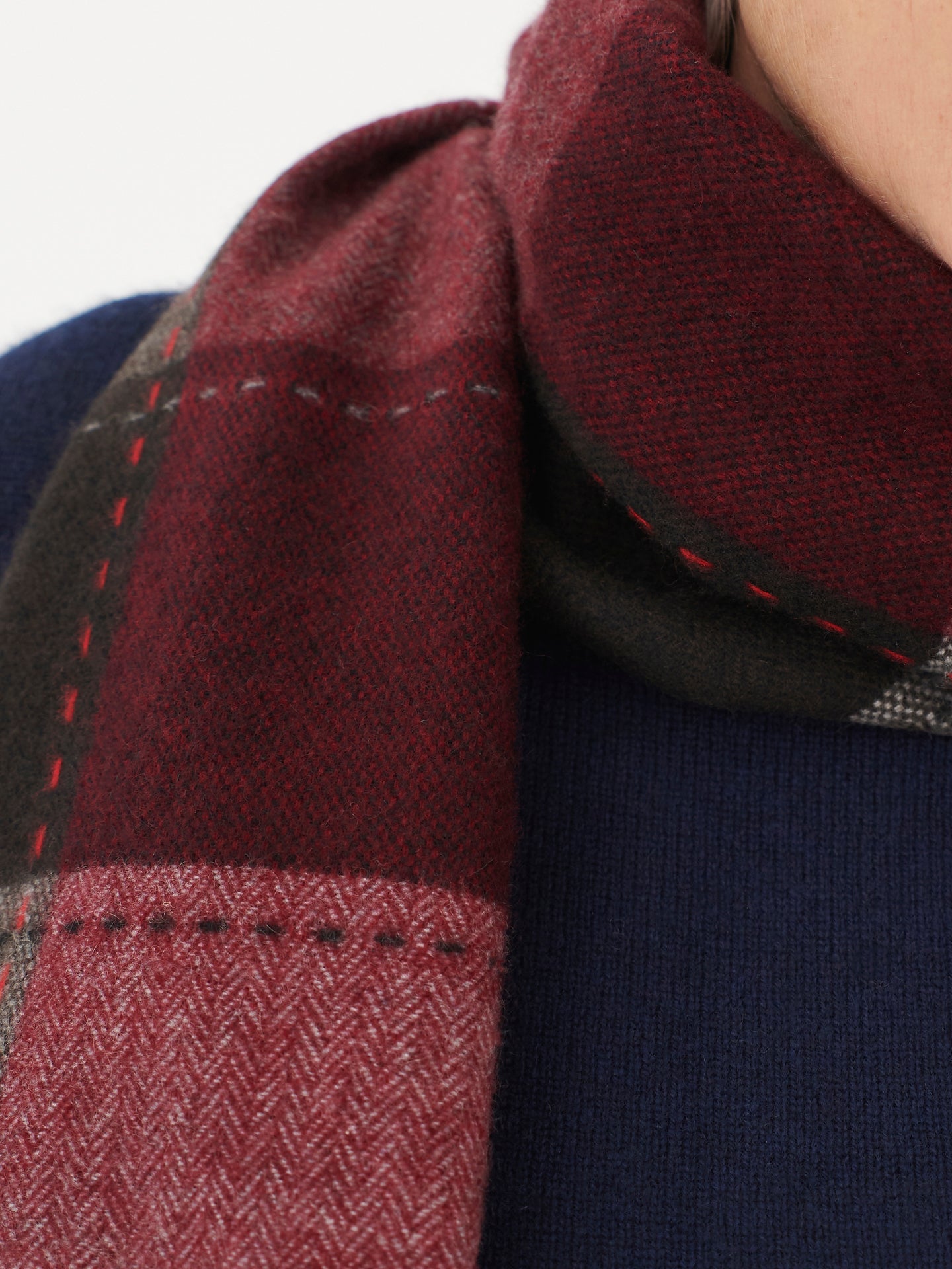 Unisex Cashmere Fringed Scarf Red - Gobi Cashmere