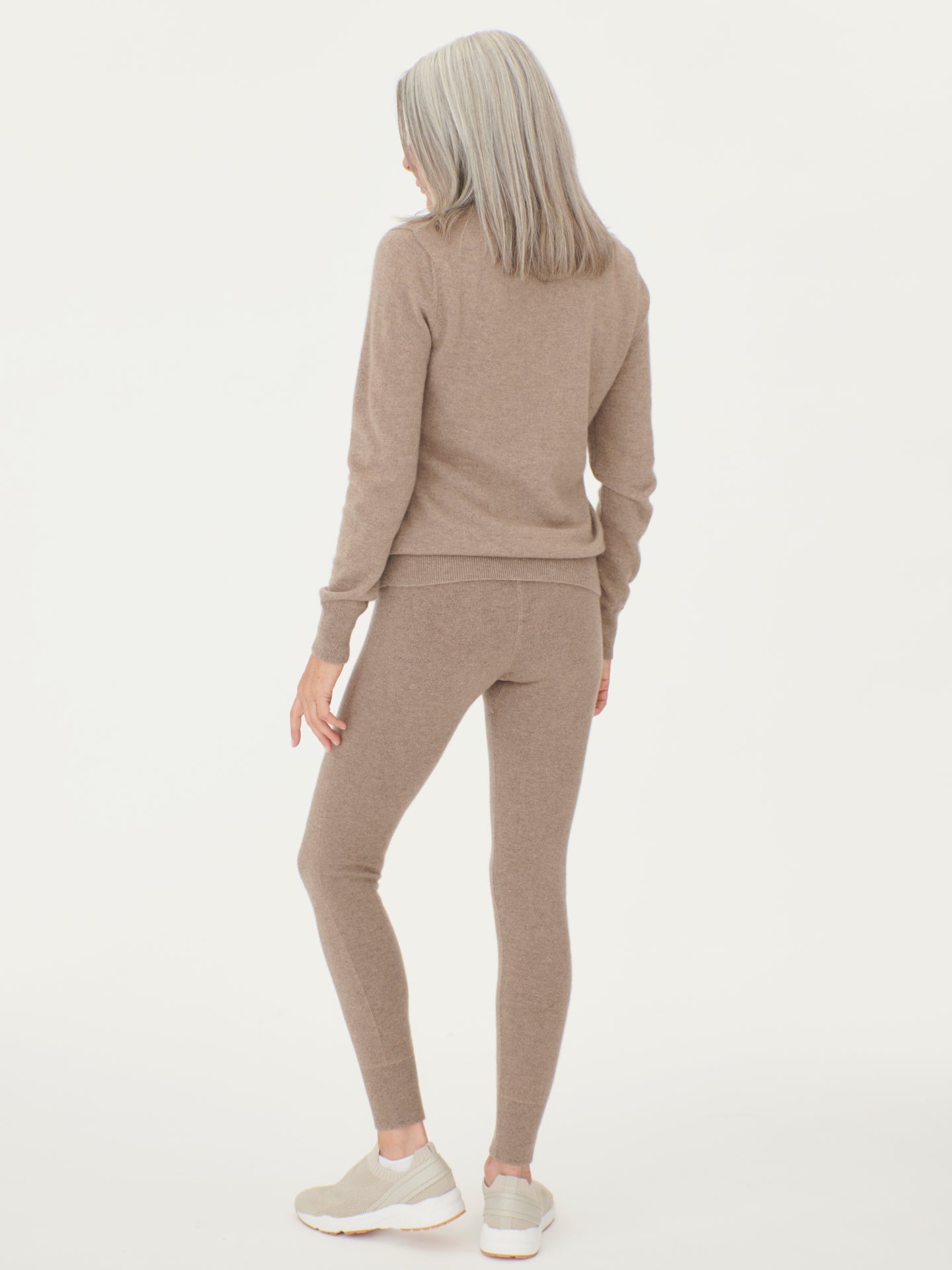 Women's Cashmere Zipped High Neck Sweater Taupe - Gobi Cashmere