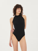 Women's Cashmere Tube Neck Bodysuit Black - Gobi Cashmere #color_black