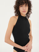 Women's Cashmere Tube Neck Bodysuit Black - Gobi Cashmere #color_black