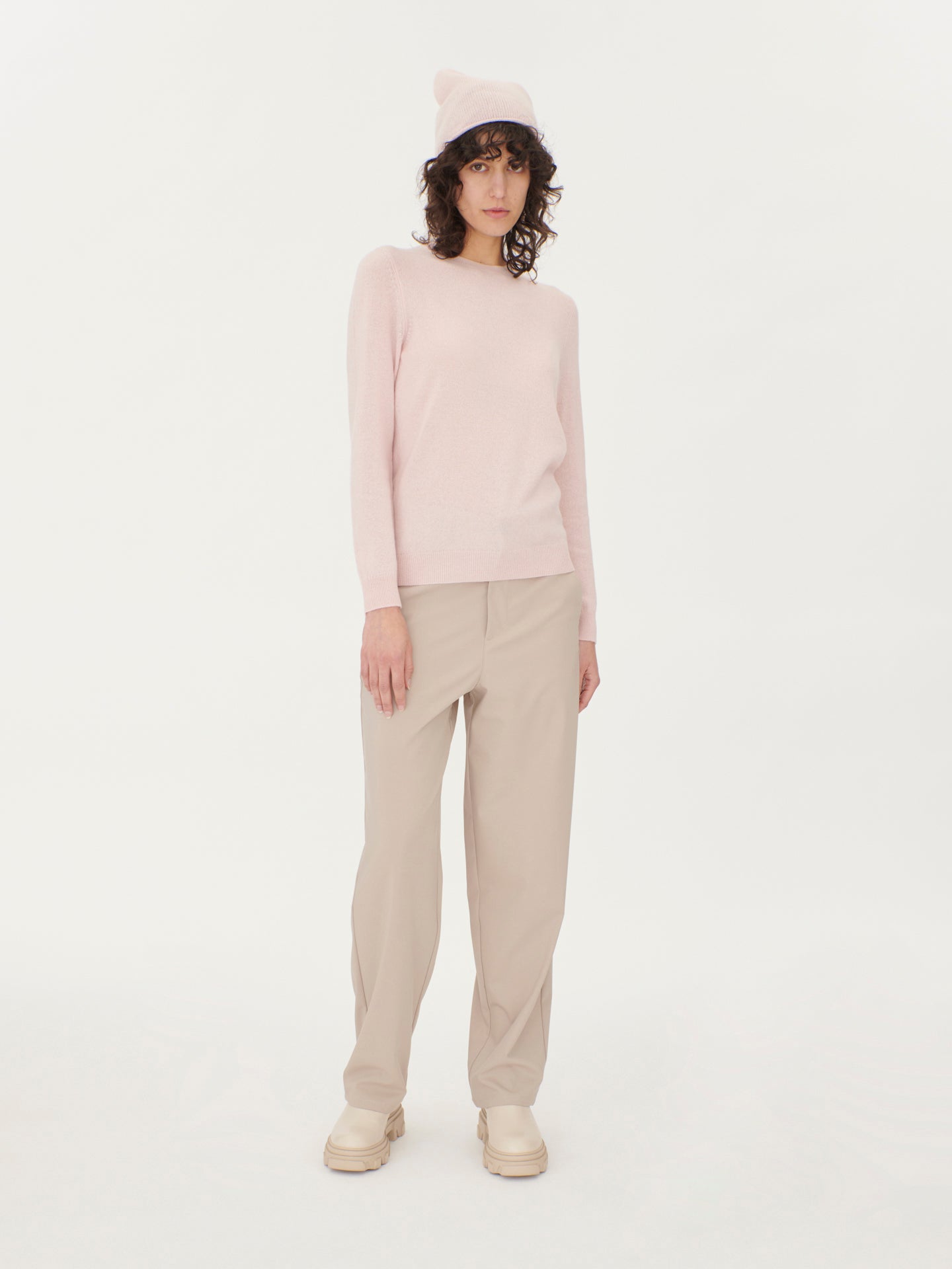 Women's Cashmere Hat & Sweater Set Rosewater - Gobi Cashmere