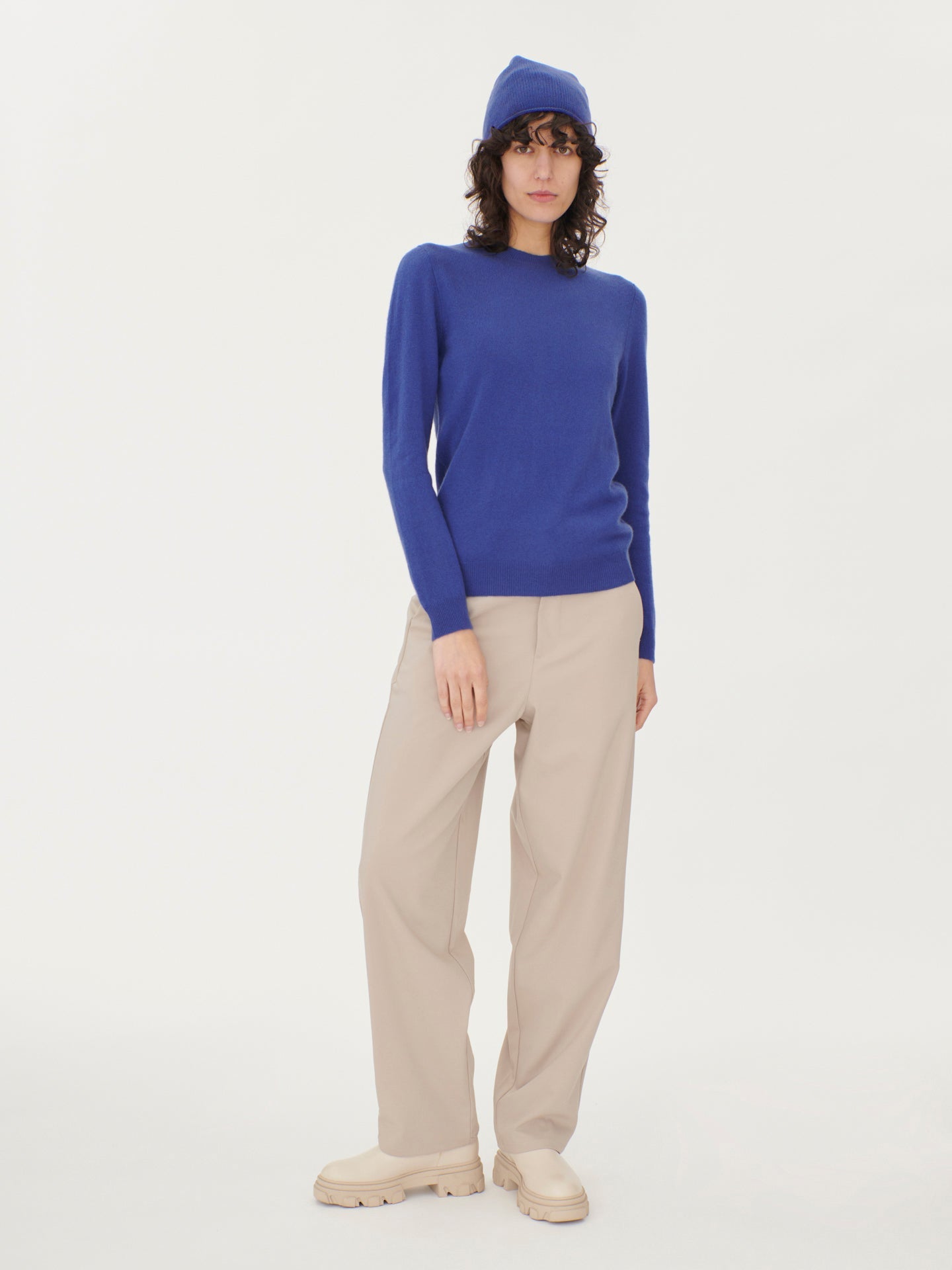 Women's Cashmere €99 Hat & Sweater Set Twilight Blue - Gobi Cashmere