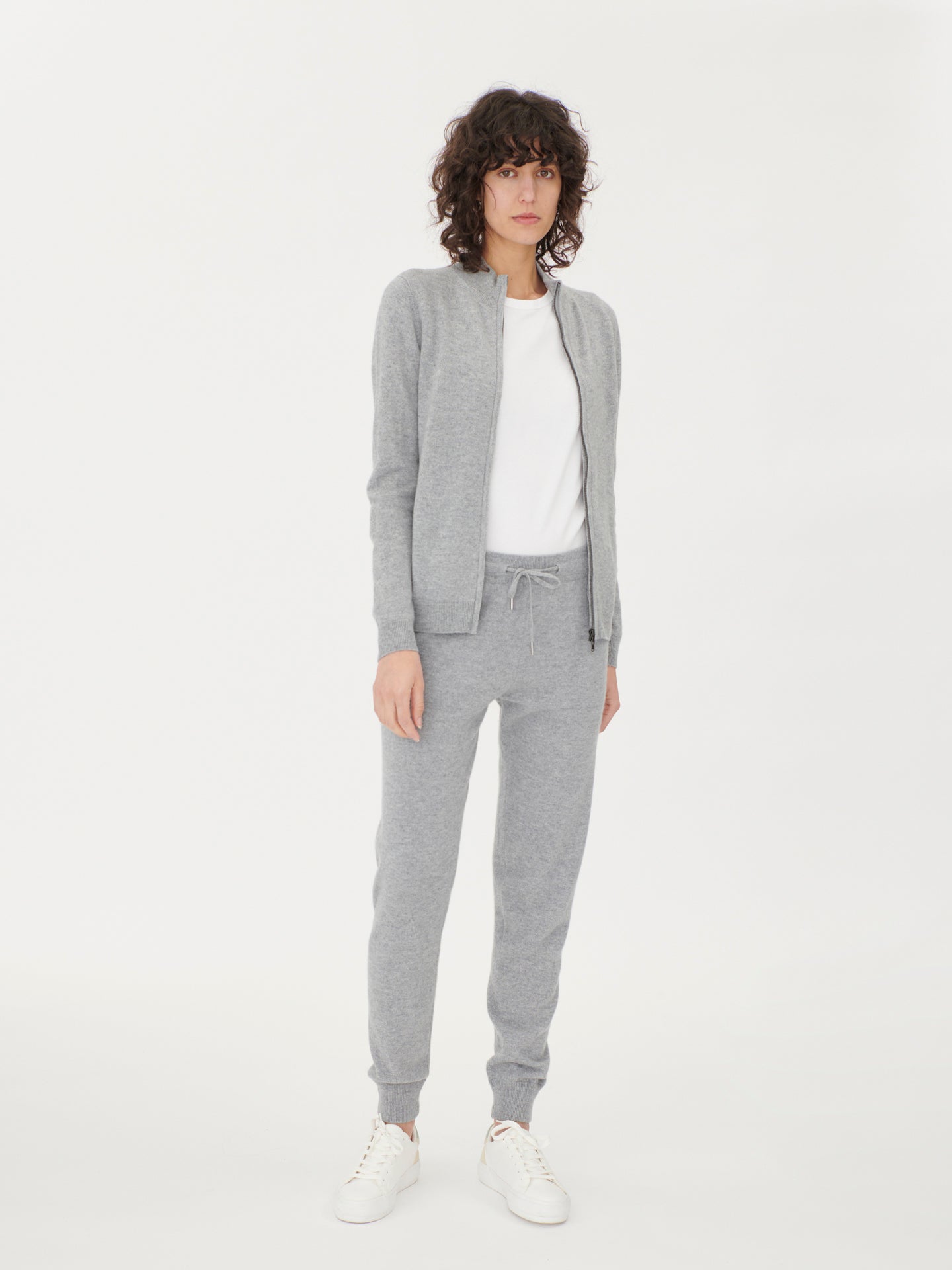 Women's Cashmere Cuffed Jogger Light Gray - Gobi Cashmere