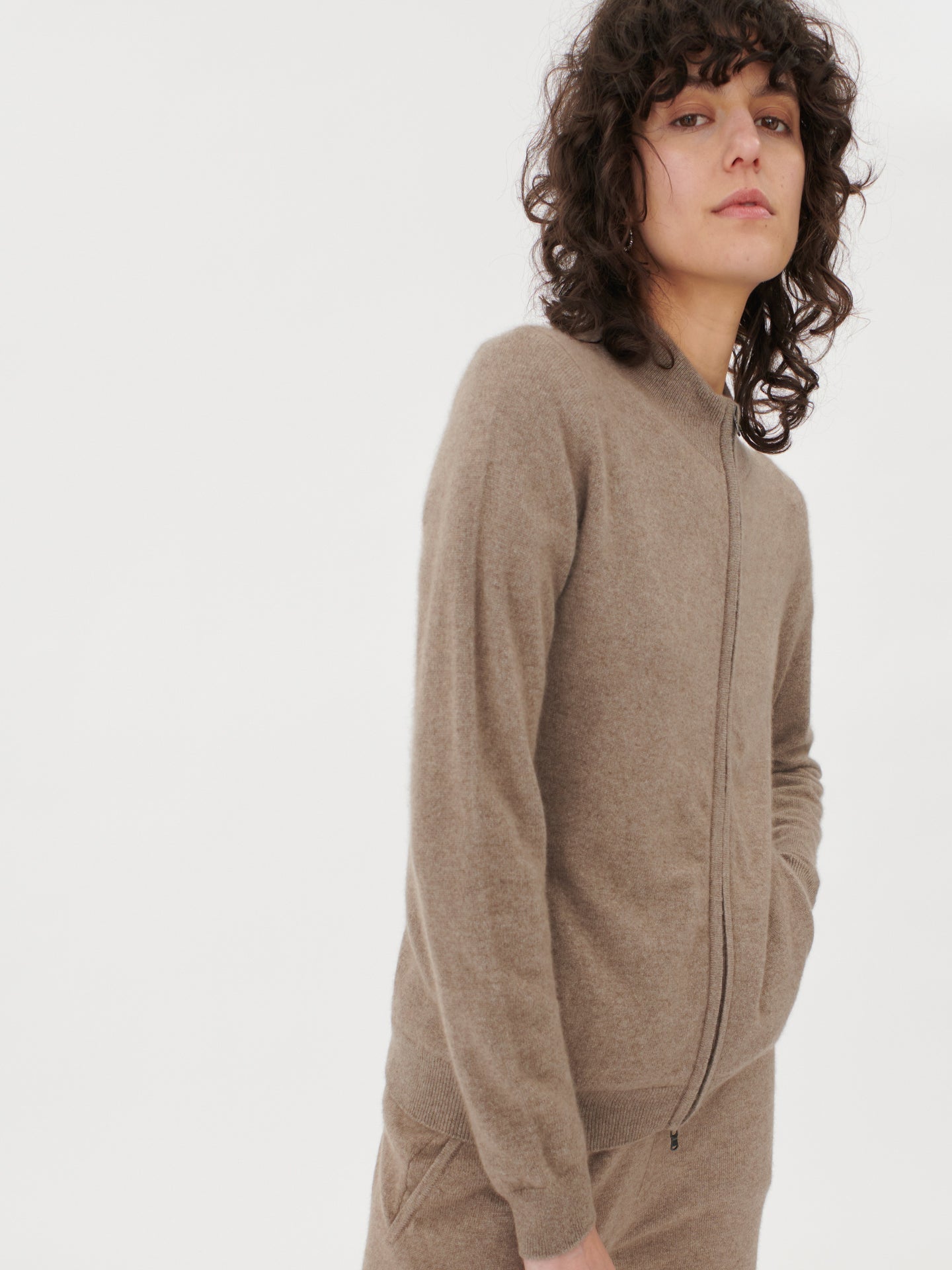 Women's Cashmere Cardigan Taupe - Gobi Cashmere