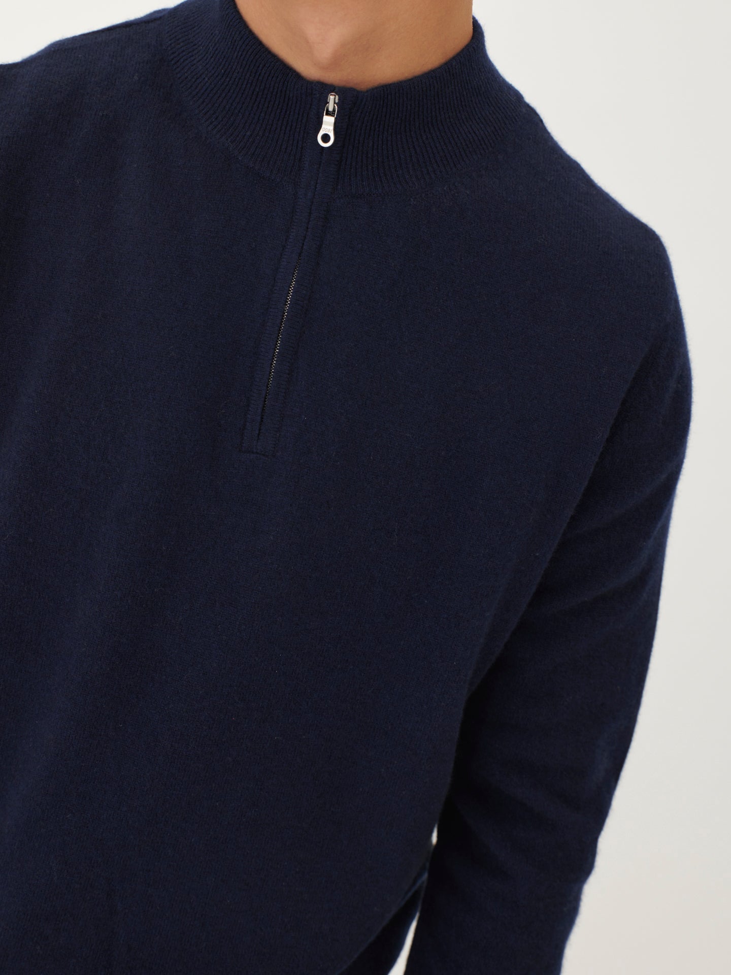 Men's Cashmere Half Zip Sweater Navy - Gobi Cashmere