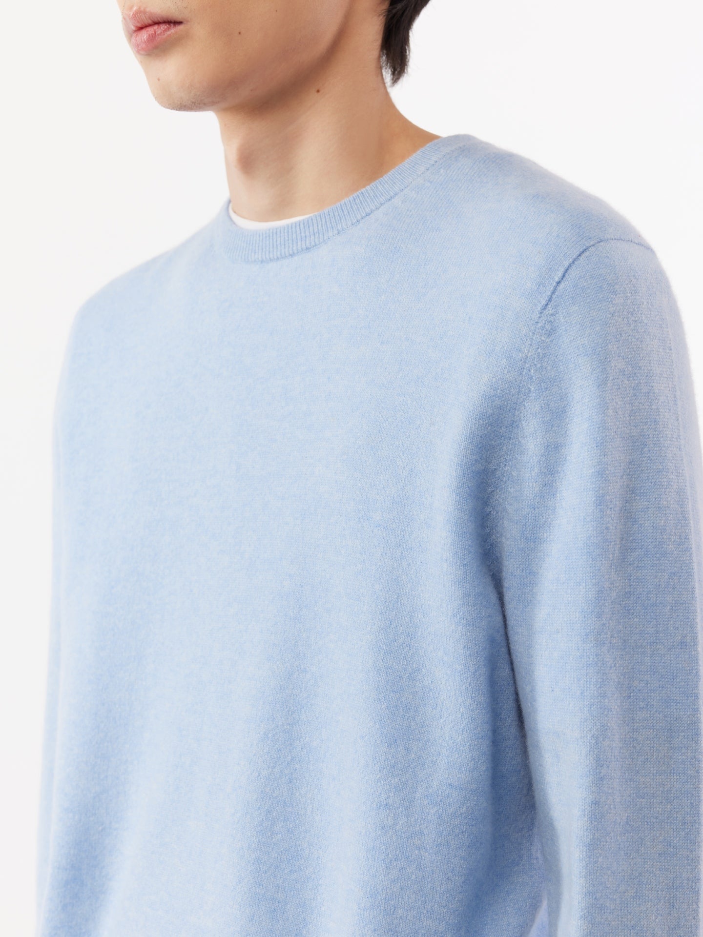 Men's Cashmere Basic Crew Neck Sweater Light Blue - Gobi Cashmere