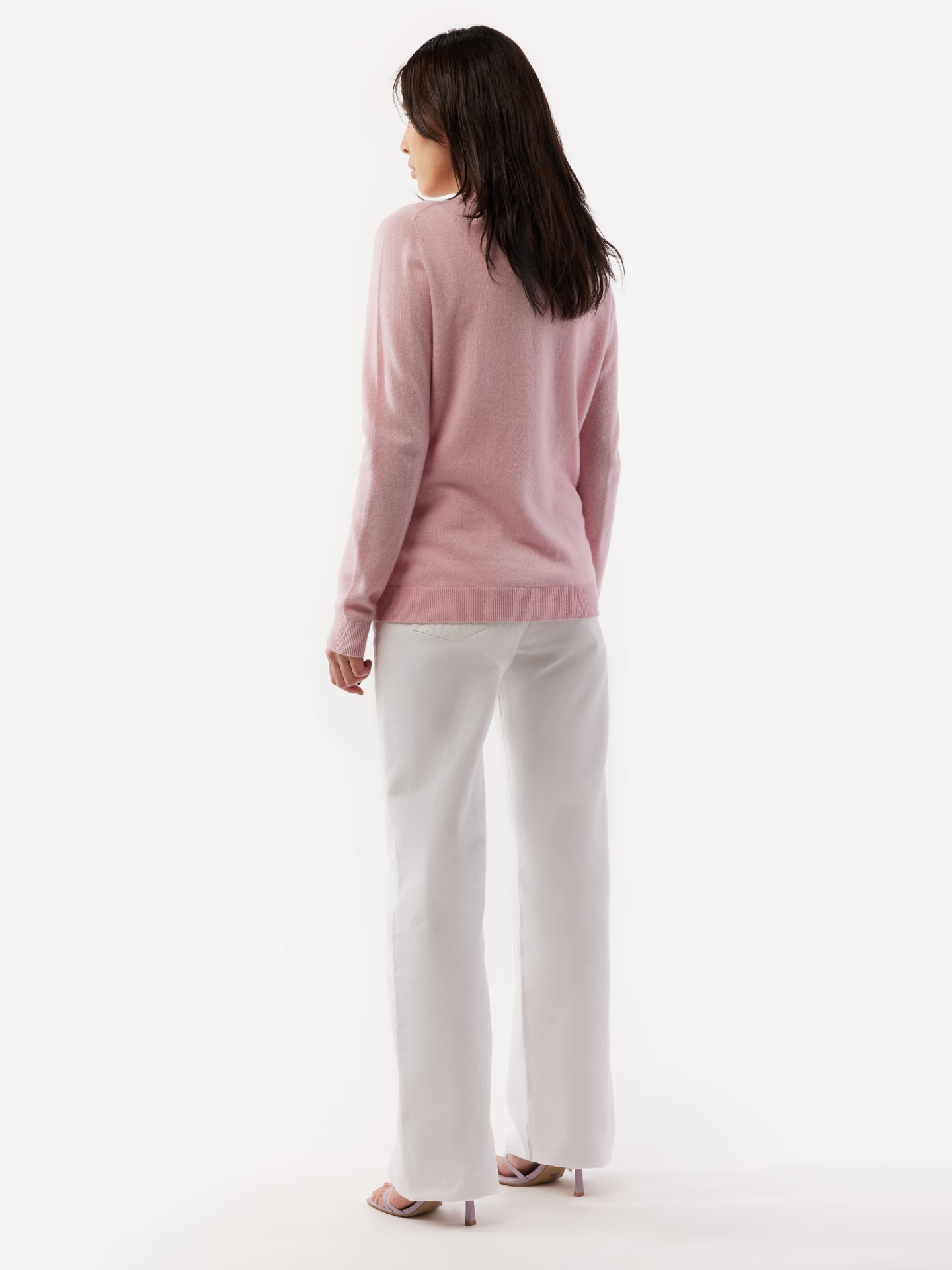 Women's Cashmere Crew Neck Cardigan Almond Blossom - Gobi Cashmere