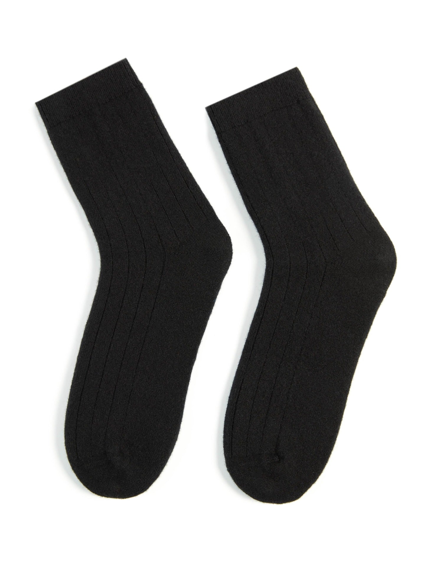 Unisex Cashmere Rib Knit Socks Black- Gobi Cashmere