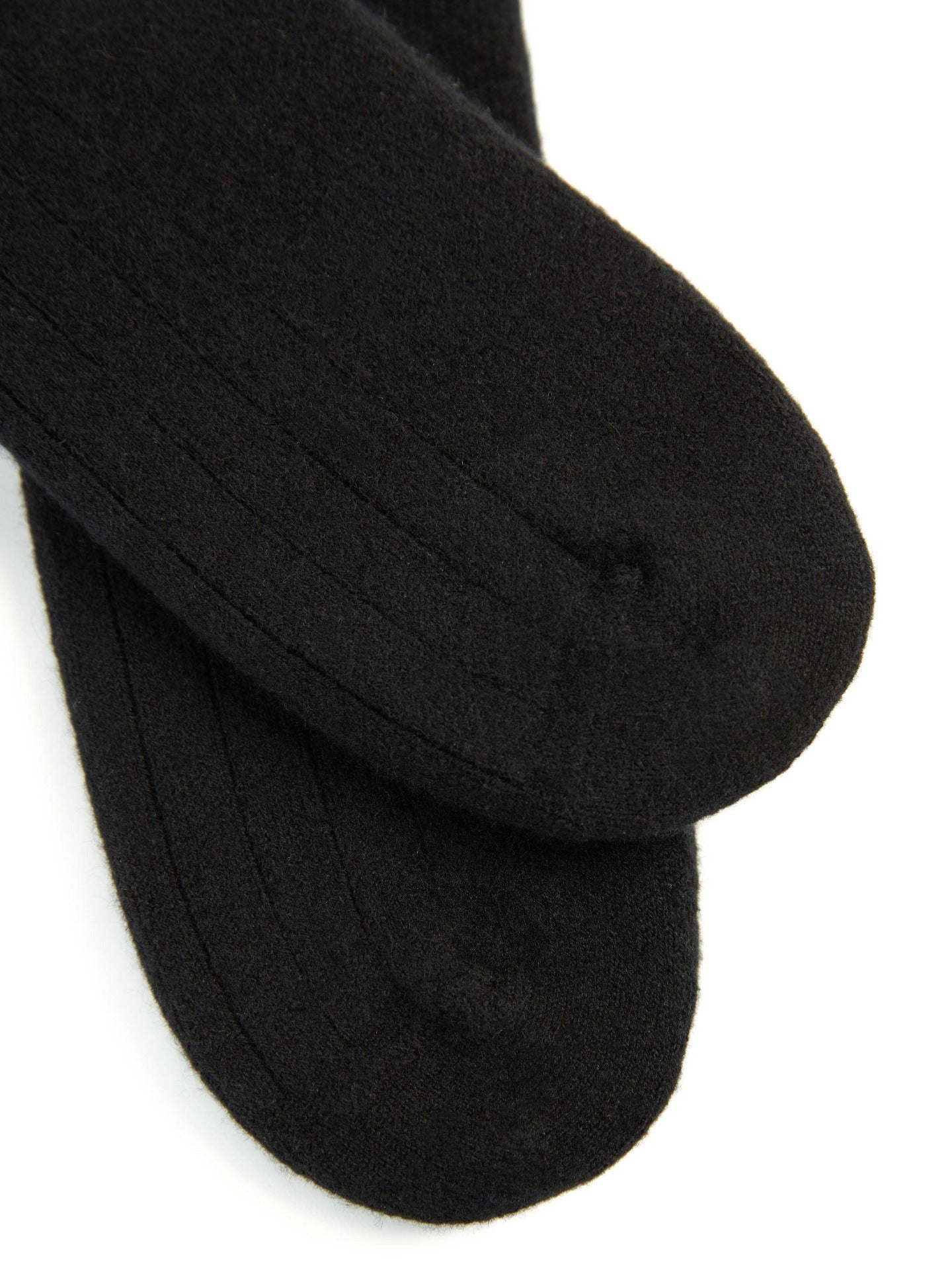 Unisex Cashmere Rib Knit Socks Black- Gobi Cashmere