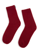 Unisex Cashmere Rib Knit Socks Bordeaux- Gobi Cashmere #color_bordeaux