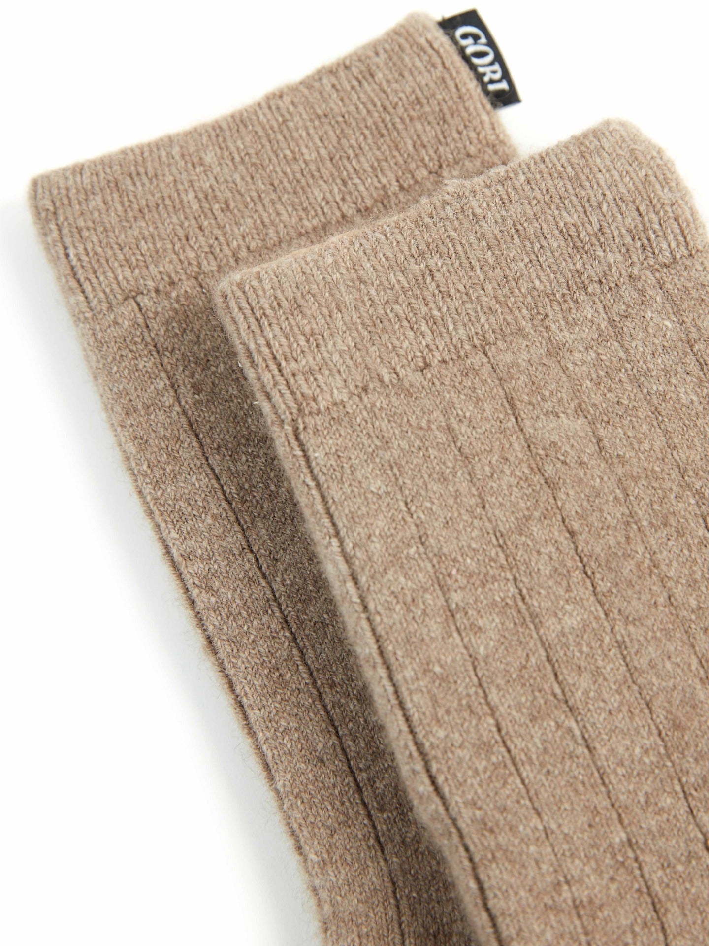 Unisex Cashmere Rib Knit Socks Taupe- Gobi Cashmere