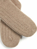 Unisex Cashmere Rib Knit Socks Taupe- Gobi Cashmere