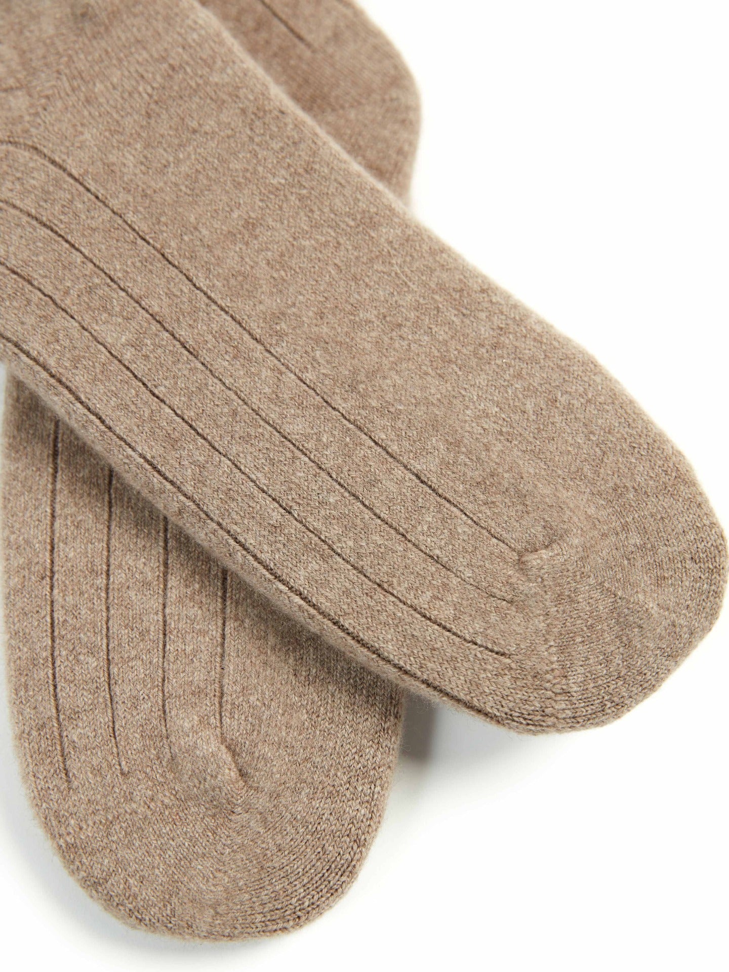 Unisex Cashmere Rib Knit Socks Taupe- Gobi Cashmere