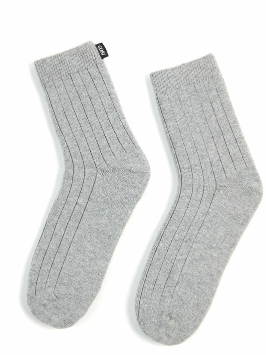 Unisex Cashmere Rib Knit Socks Light Gray - Gobi Cashmere