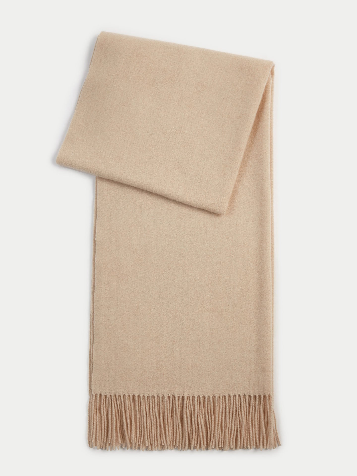 Unisex Cashmere Oversized Woven Scarf Beige - Gobi Cashmere