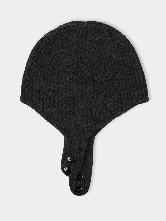 Unisex Cashmere Knitted Aviator Cap Charcoal - Gobi Cashmere