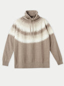Women's Cashmere Multi-Color Pattern Jumper Taupe - Gobi Cashmere