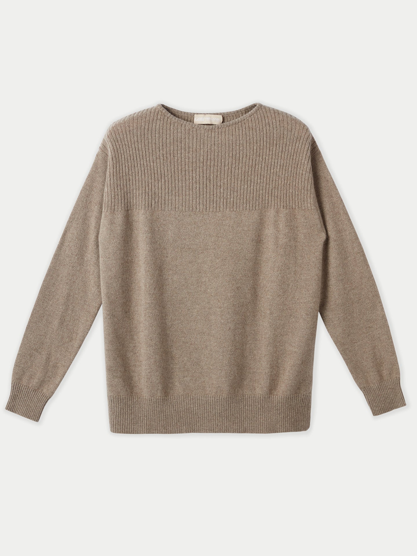 Women's Cashmere Boat Neck Jumper Taupe - Gobi Cashmere