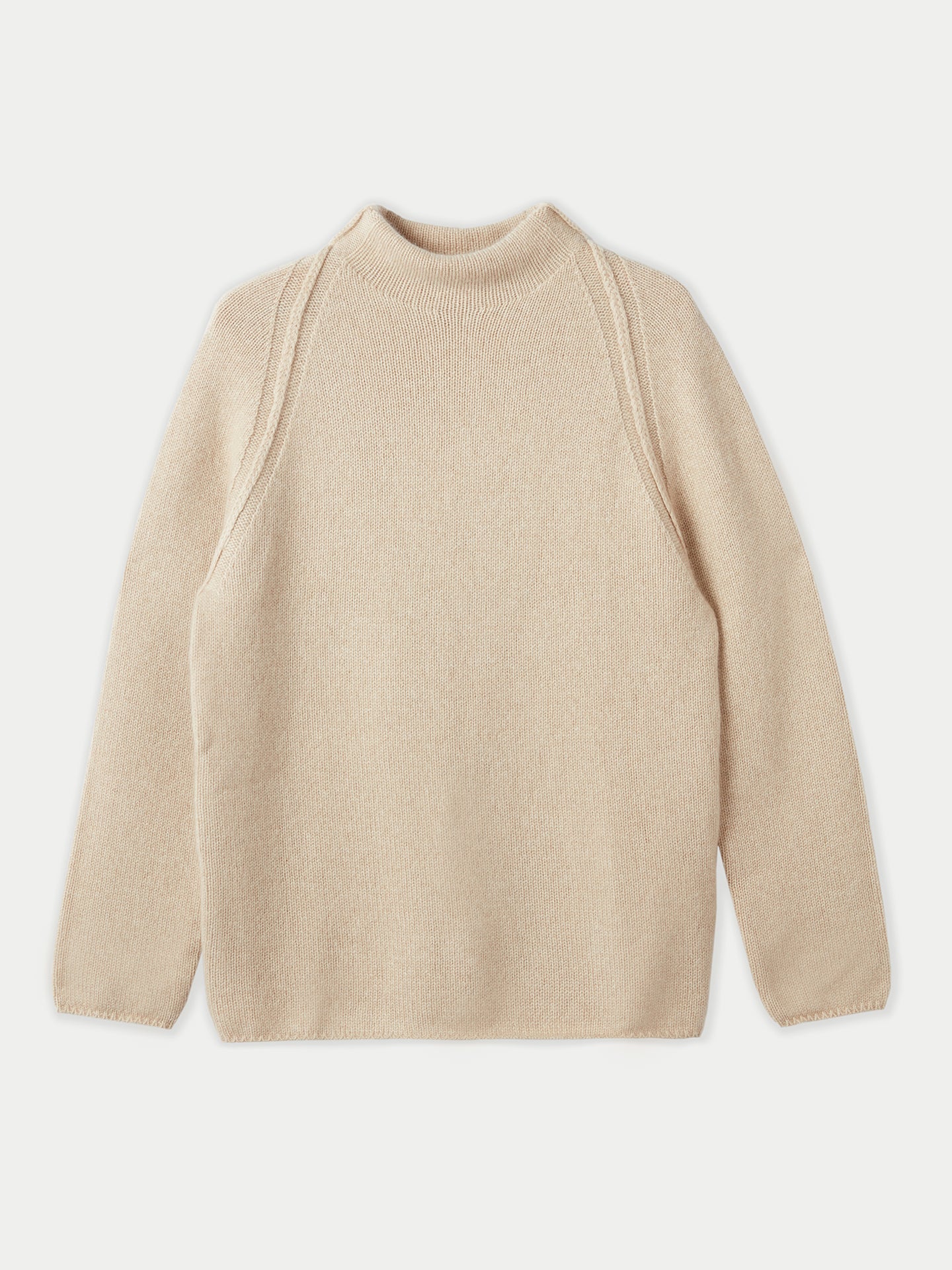 Women's Cashmere Raglan T-Neck Beige - Gobi Cashmere