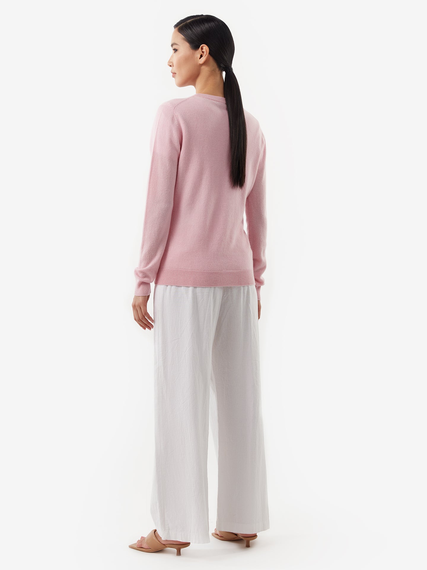 Women's Cashmere V-Neck Sweater Pink - Gobi Cashmere