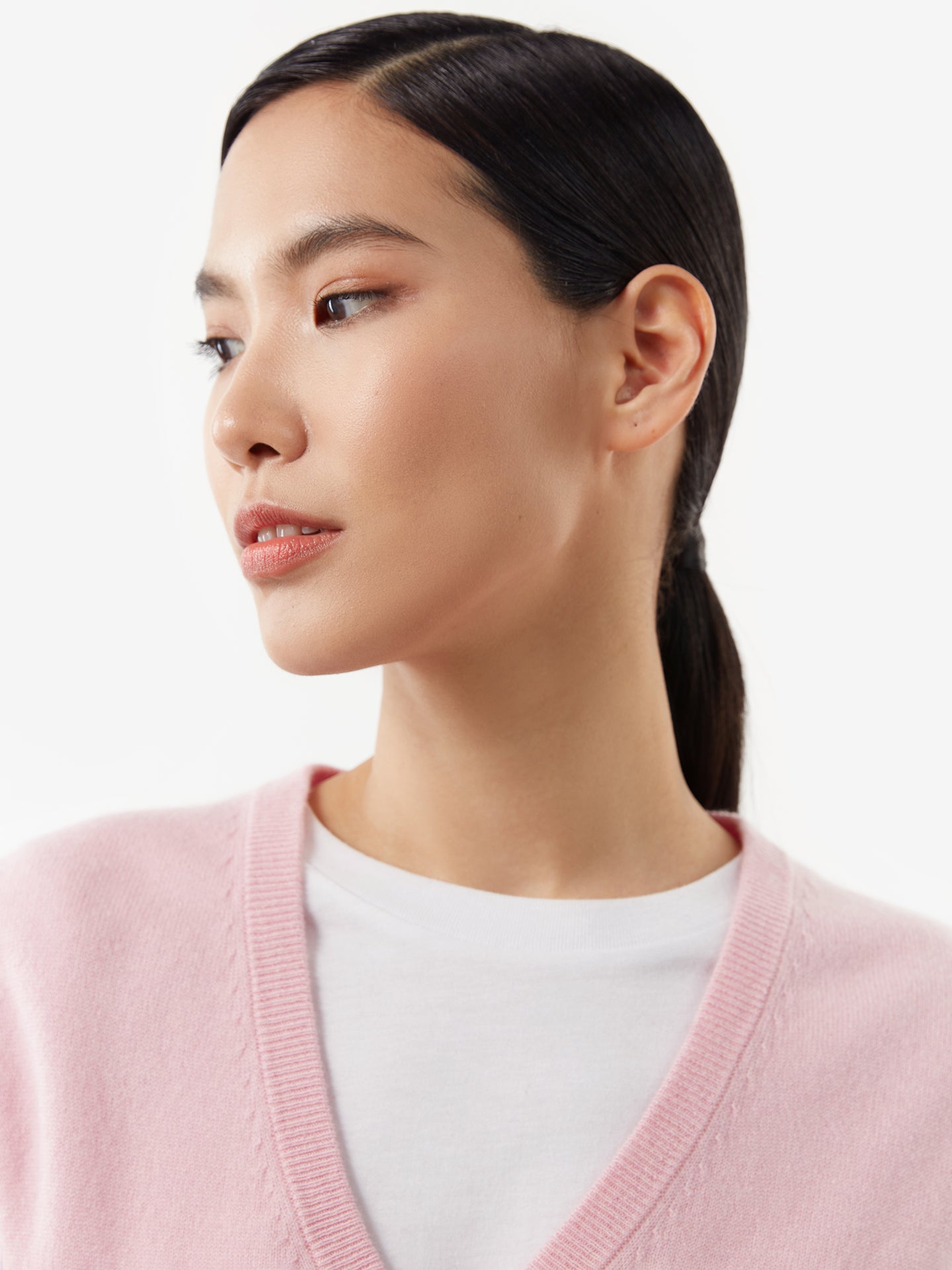 Women's Cashmere V-Neck Sweater Pink - Gobi Cashmere