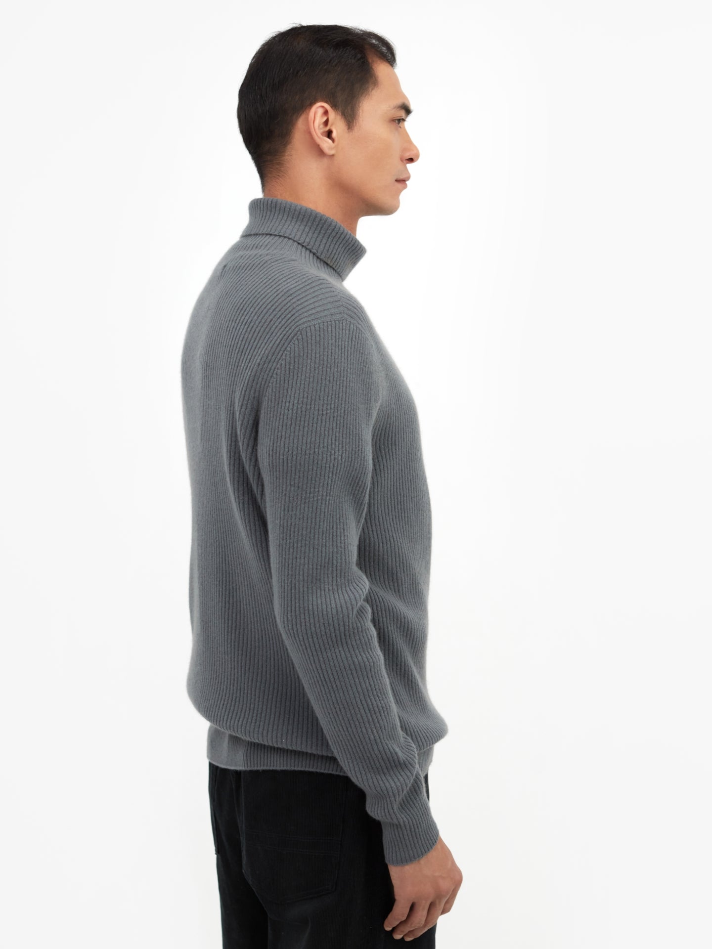 Men's Cashmere 3D Men's Turtleneck Sweater Neutral Gray - Gobi Cashmere