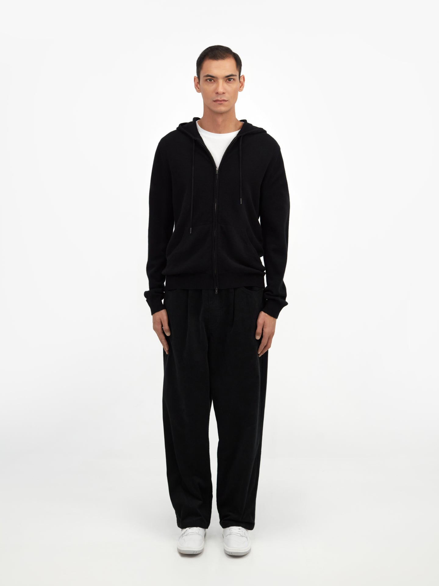 Men's Cashmere Zip Hoodie Black - Gobi Cashmere