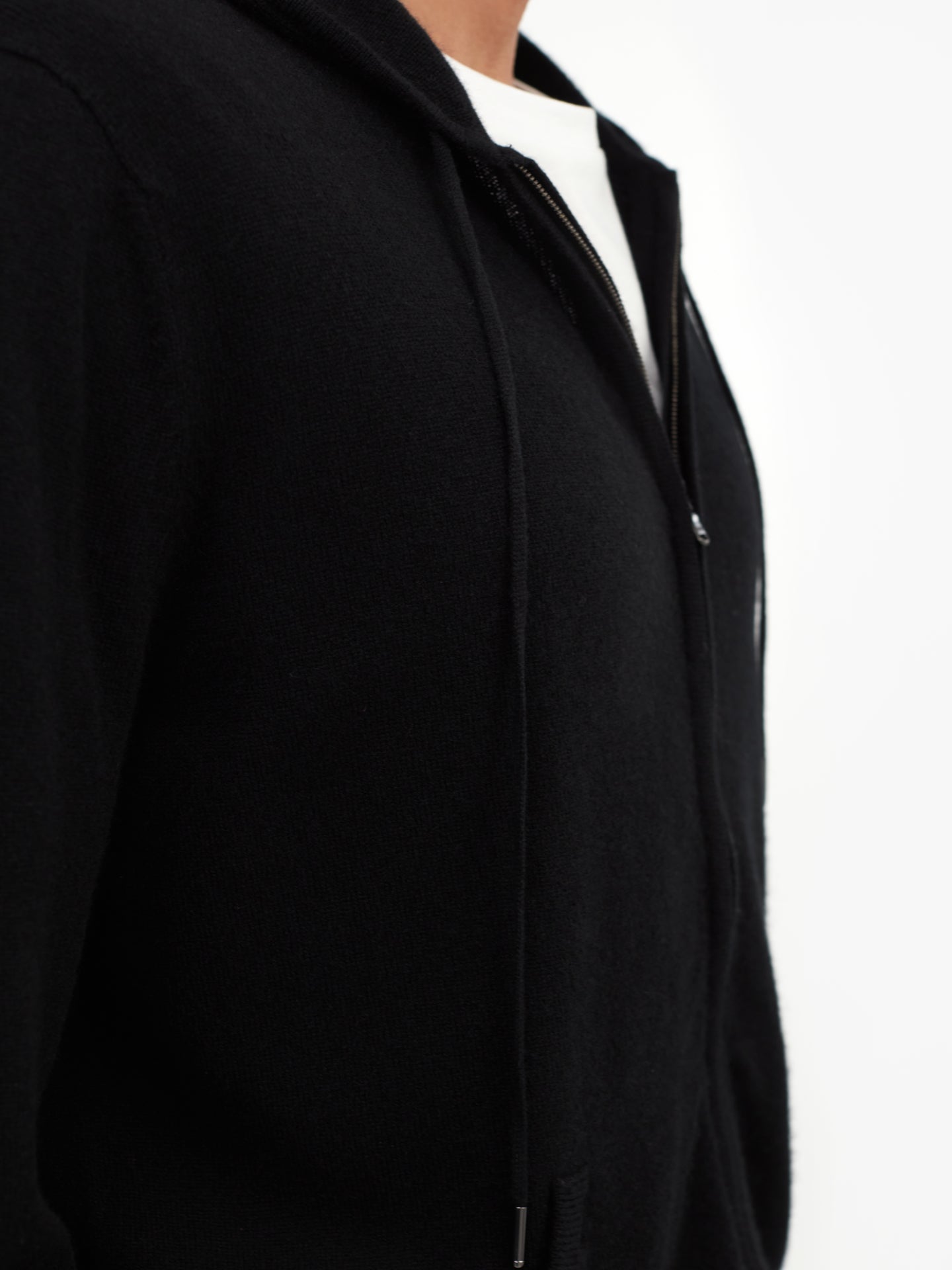 Men's Cashmere Zip Hoodie Black - Gobi Cashmere