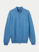 Men's Cashmere Full Zip Stand Collar Cardigan Navy - Gobi Cashmere #color_blue
