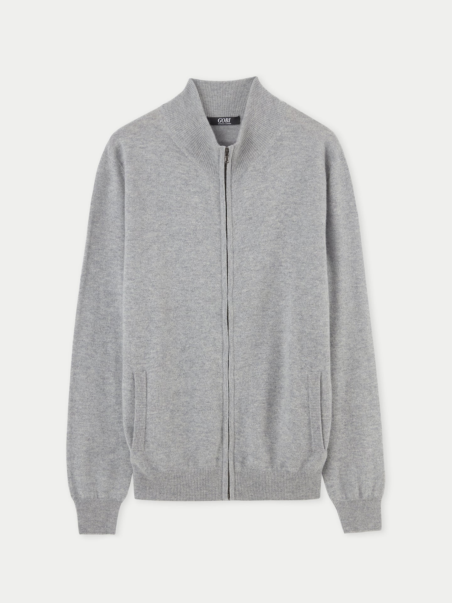 Men's Cashmere Full-Zip Cardigan Light Gray - Gobi Cashmere