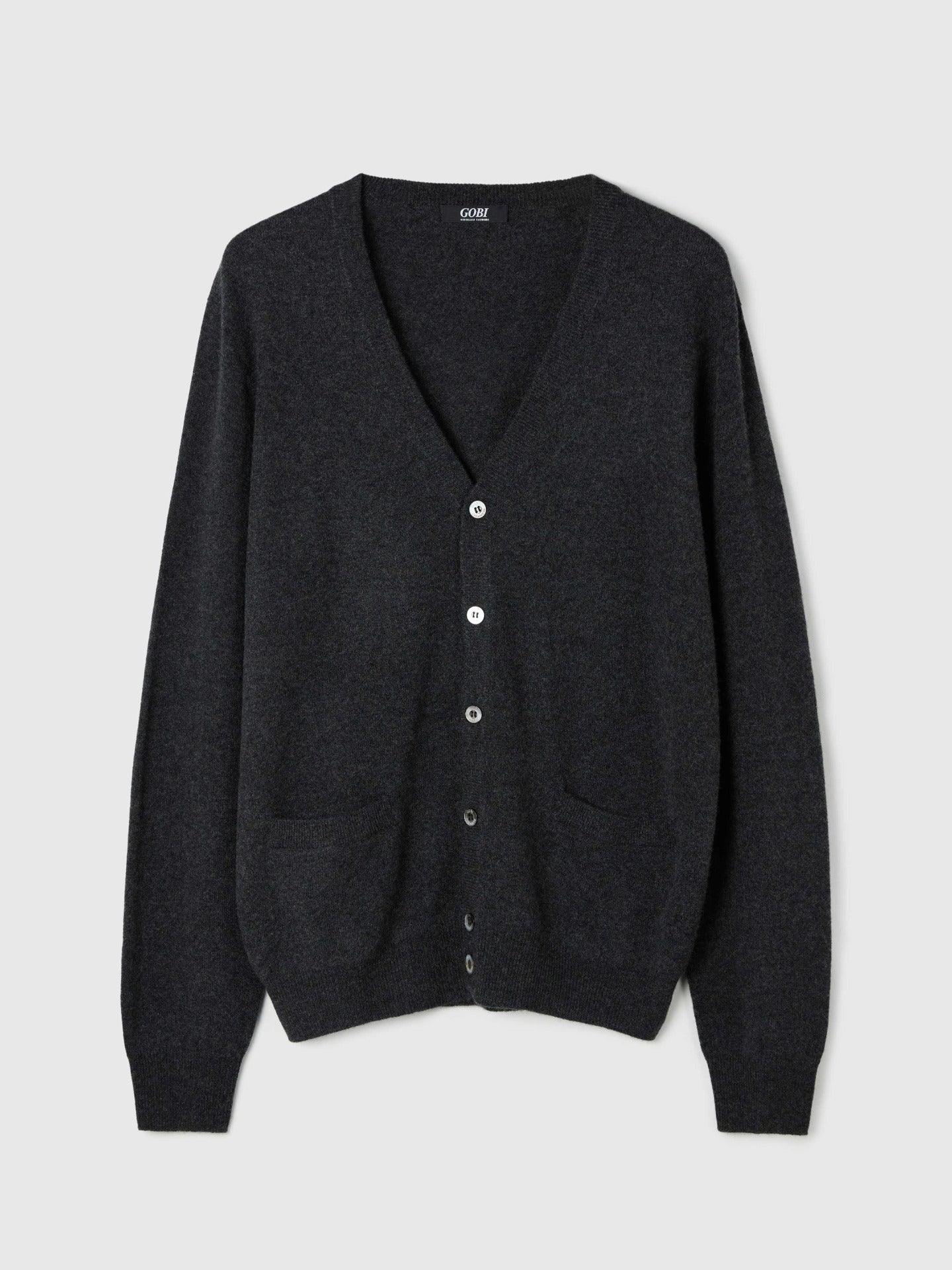 Men's Cashmere V-neck Cardigan Charcoal - Gobi Cashmere