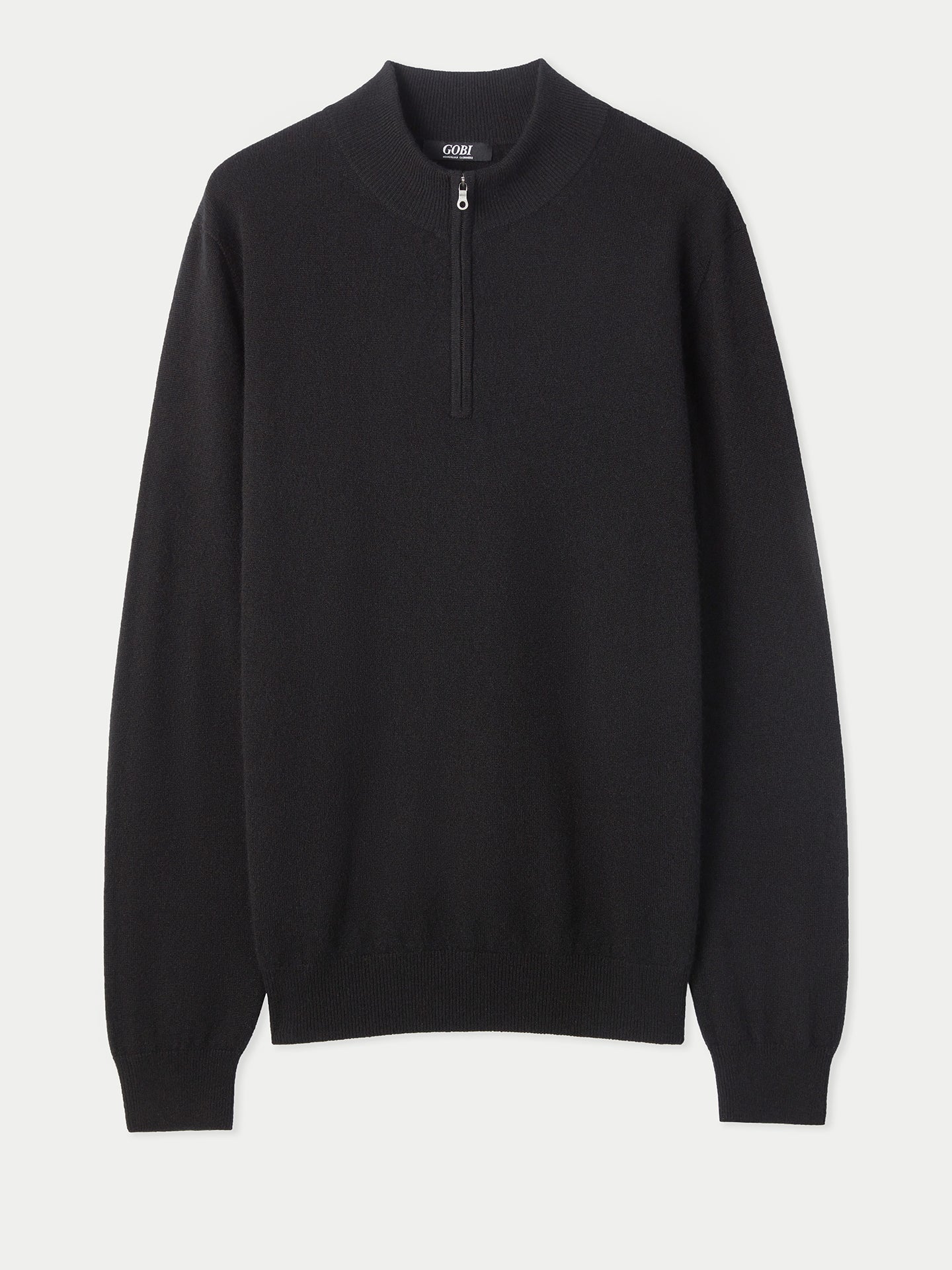 Men's Cashmere Half Zip Sweater Black - Gobi Cashmere