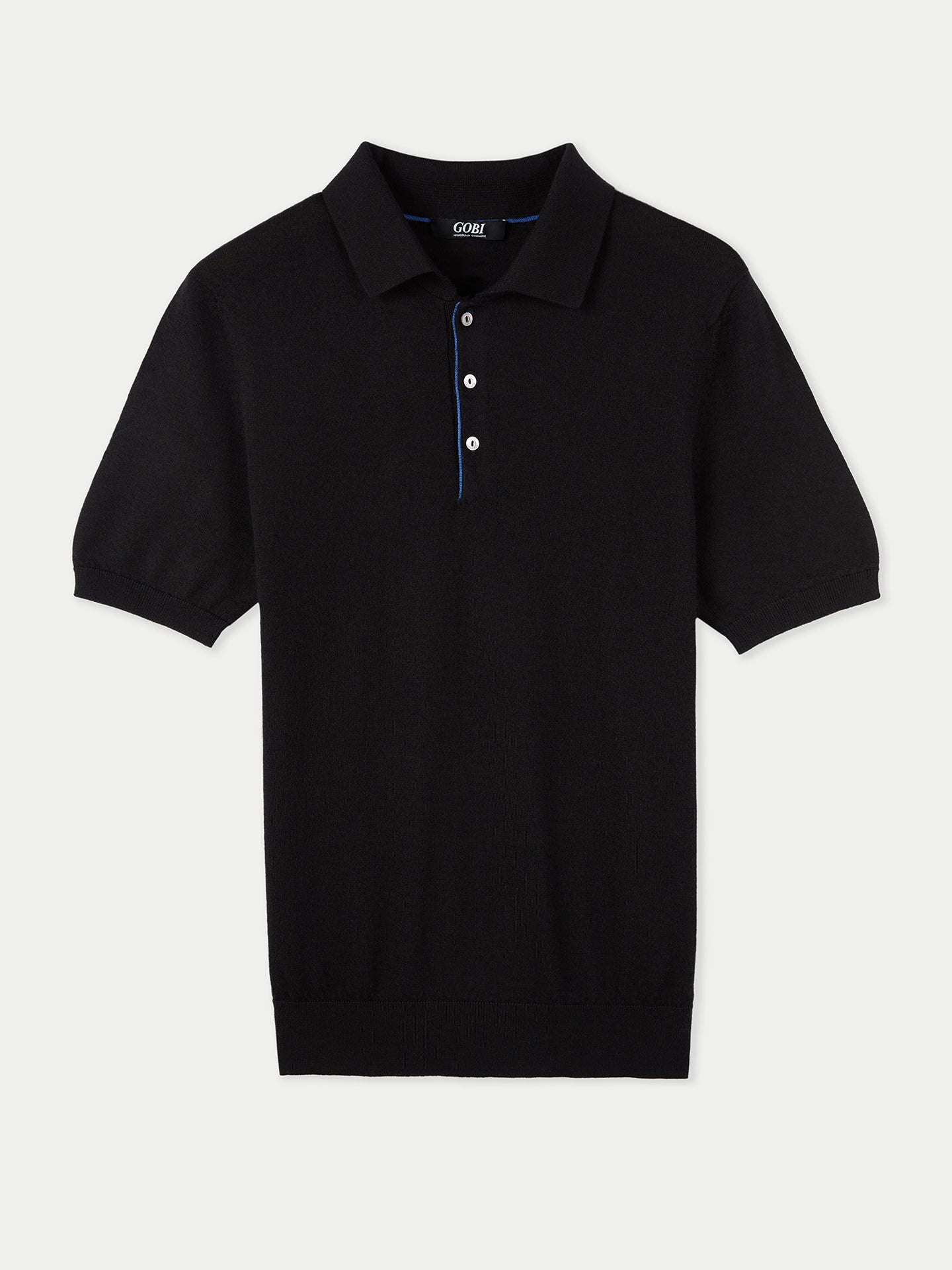 Men's Cashmere Polo Shirt Black - Gobi Cashmere