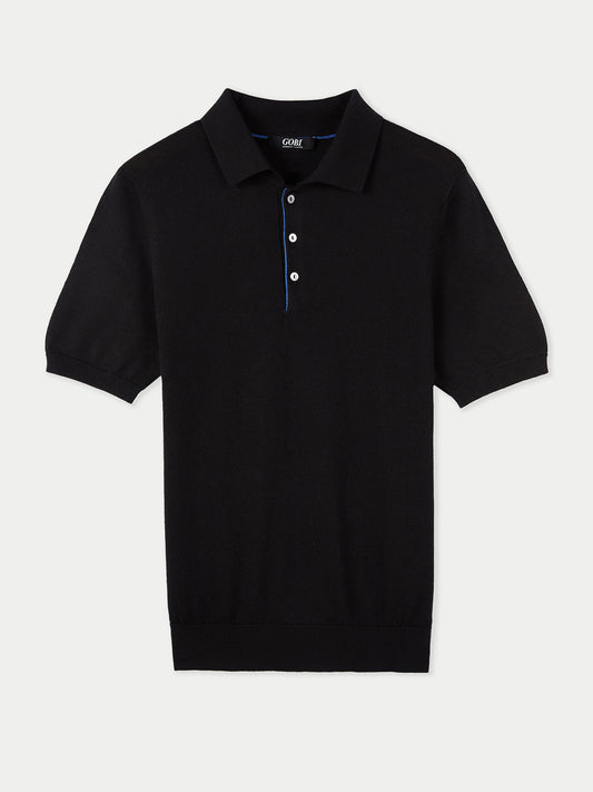 Men's Cashmere Polo Shirt Black - Gobi Cashmere