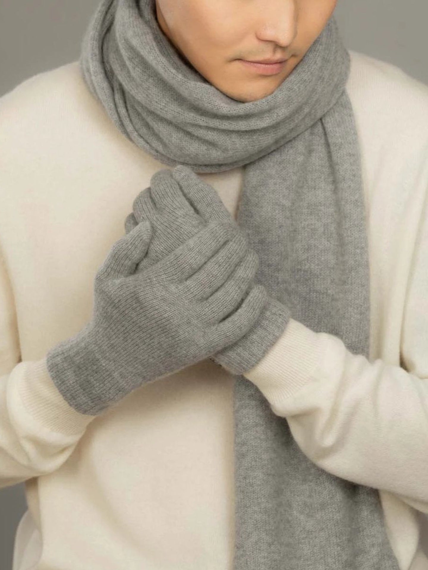 Men's Cashmere Gloves Light Gray - Gobi Cashmere