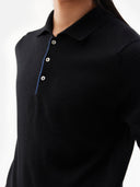 Men's Cashmere Polo Shirt Black - Gobi Cashmere #color_black